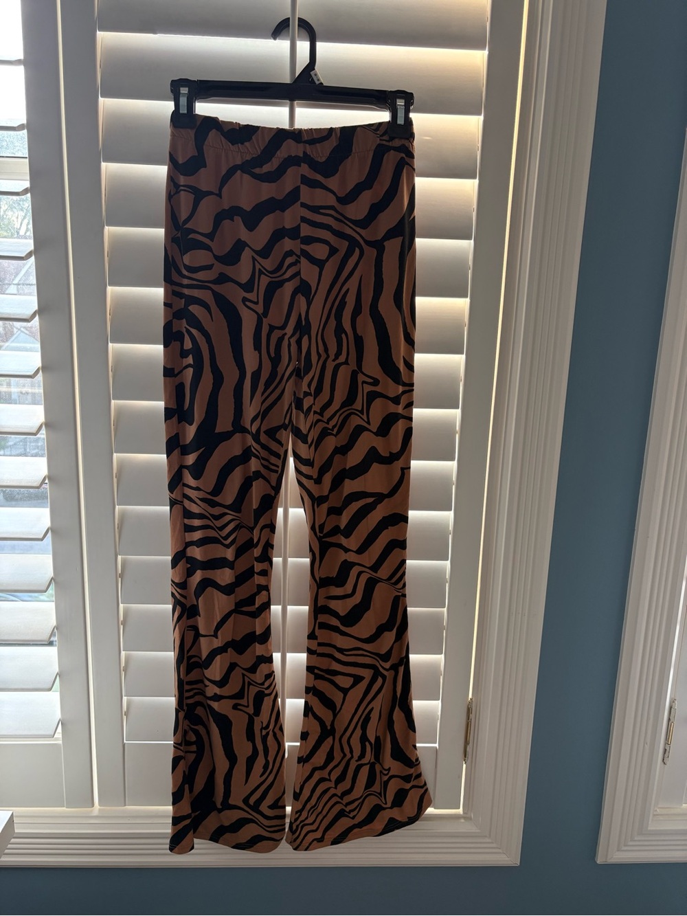 Urban Outfitters Brown and Black Tiger Print Flare-Leg Pants